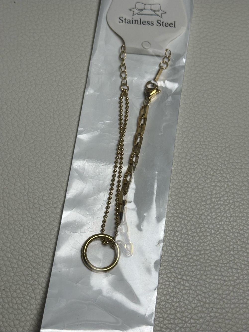 Gold Layered Ring Pendant Necklace